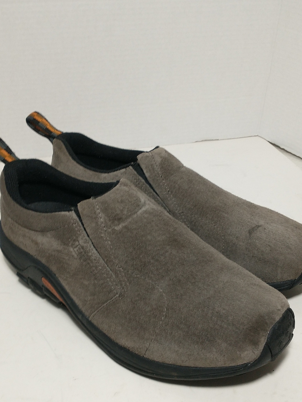 Merrell Suede Jungle Moc Slip-on Shoe, Size 11 Wide, Brown/Black, Gorp Core